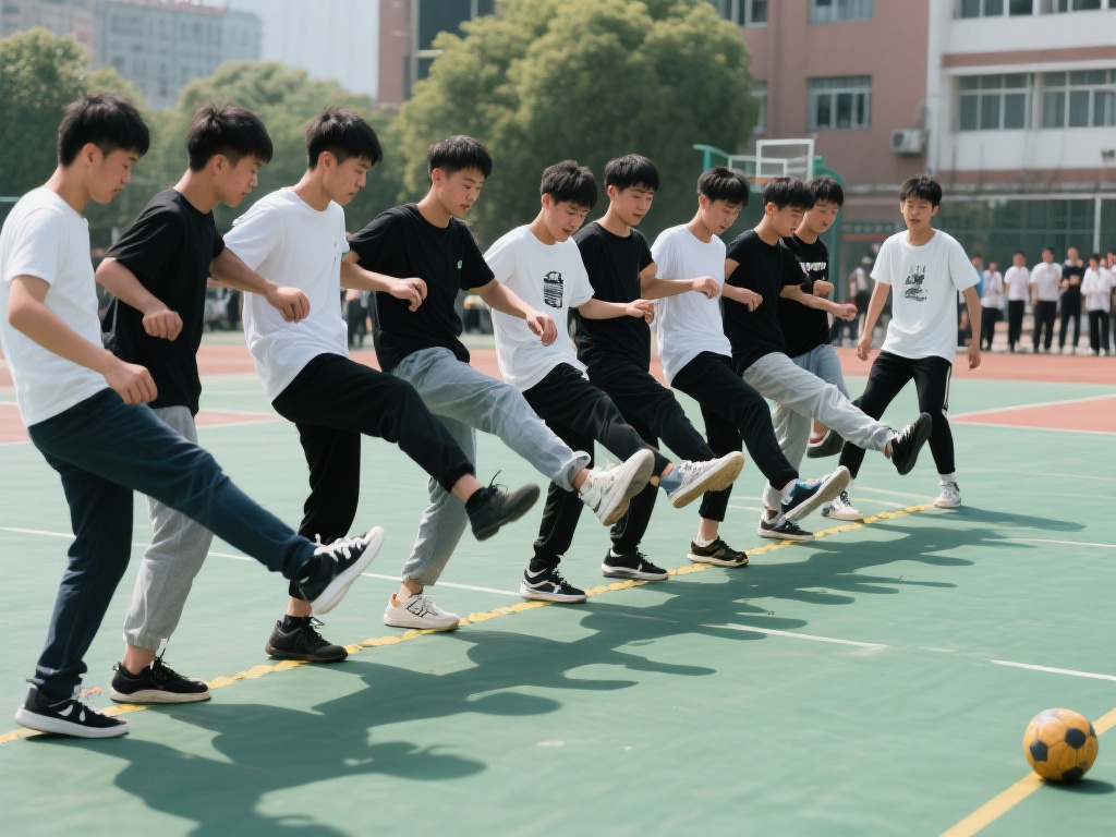 “男生运动会连环踢失误，搭档也惨遭误伤”